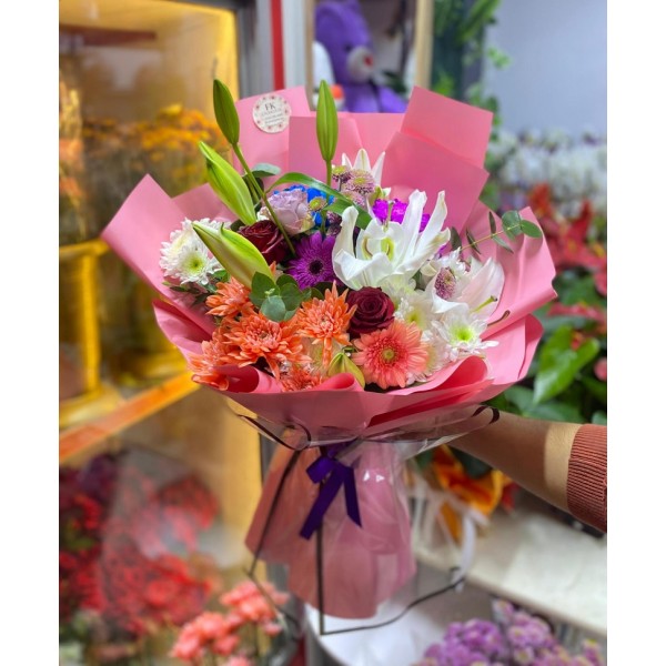 lilyumlu karışık buket 